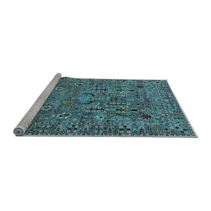 Sideview of Machine Washable Oriental Light Blue Industrial Rug, wshurb2304lblu
