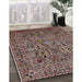 Mid-Century Modern Red Brown Oriental Rug in Family Room, urb2304