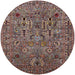 Round Mid-Century Modern Red Brown Oriental Rug, urb2304