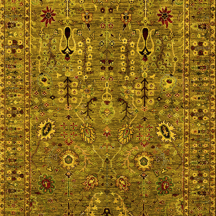 Machine Washable Oriental Yellow Industrial Rug, wshurb2304yw