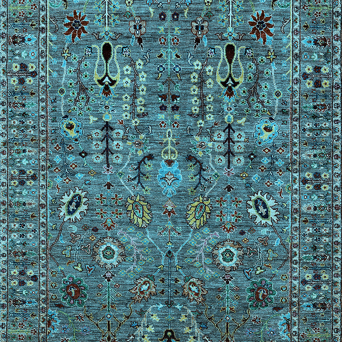 Machine Washable Oriental Light Blue Industrial Rug, wshurb2304lblu