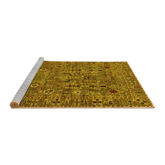 Sideview of Machine Washable Oriental Yellow Industrial Rug, wshurb2304yw