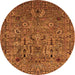 Round Oriental Orange Industrial Rug, urb2304org