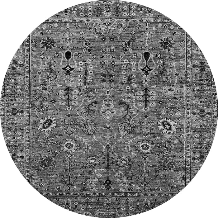 Round Oriental Gray Industrial Rug, urb2304gry