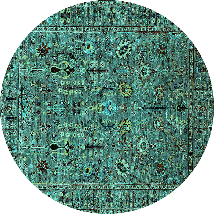 Round Oriental Turquoise Industrial Rug, urb2304turq