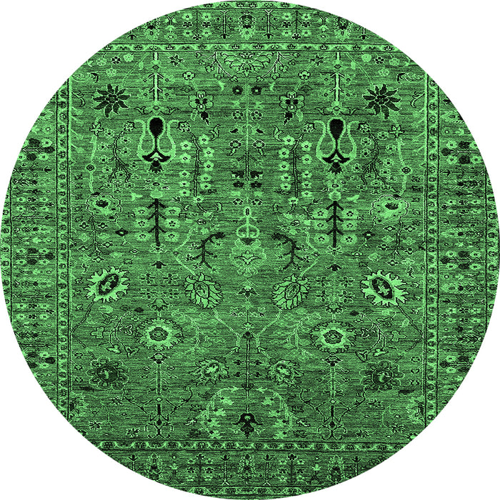 Round Oriental Emerald Green Industrial Rug, urb2304emgrn