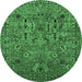 Round Oriental Emerald Green Industrial Rug, urb2304emgrn