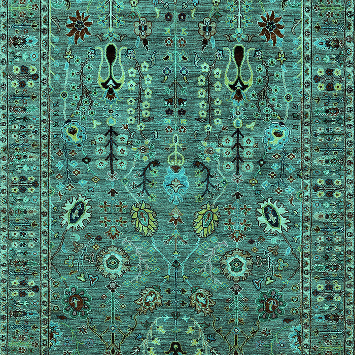 Machine Washable Oriental Turquoise Industrial Area Rugs, wshurb2304turq