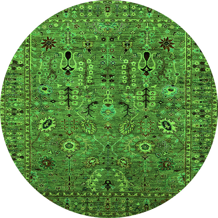 Round Oriental Green Industrial Rug, urb2304grn