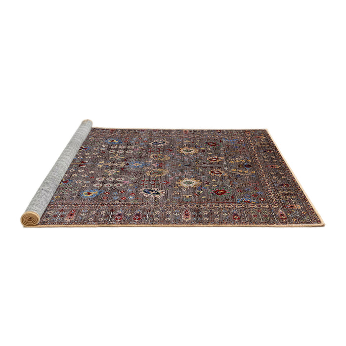 Sideview of Machine Washable Industrial Modern Red Brown Rug, wshurb2305