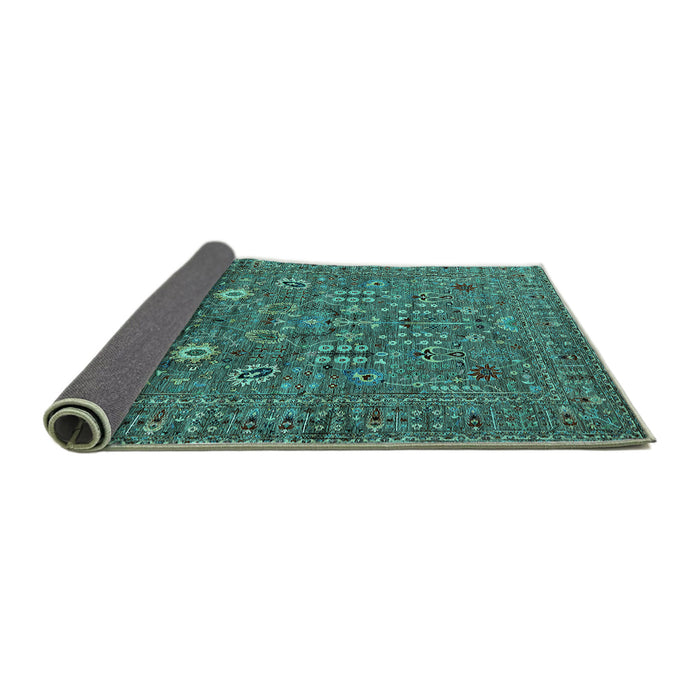 Sideview of Oriental Turquoise Industrial Rug, urb2305turq