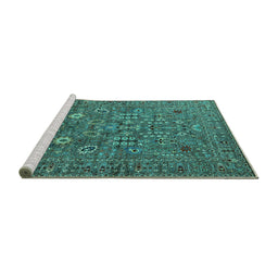 Sideview of Machine Washable Oriental Turquoise Industrial Area Rugs, wshurb2305turq