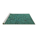 Sideview of Machine Washable Oriental Turquoise Industrial Area Rugs, wshurb2305turq