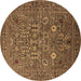 Round Oriental Brown Industrial Rug, urb2305brn