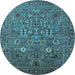 Round Oriental Light Blue Industrial Rug, urb2305lblu