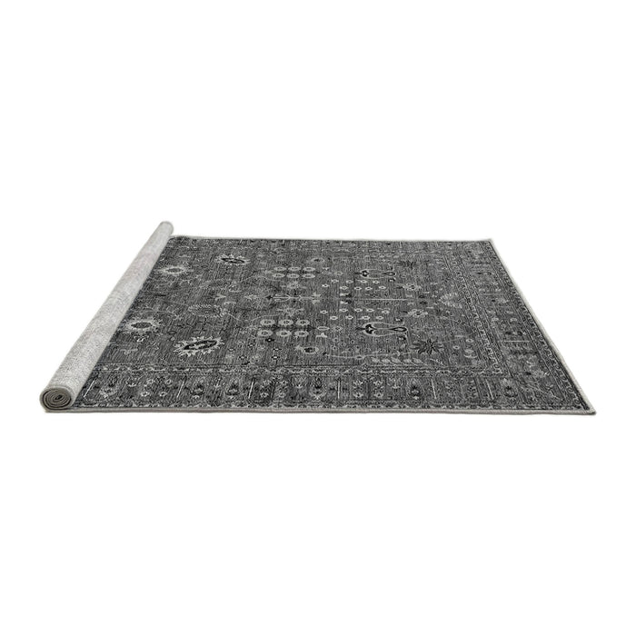 Sideview of Machine Washable Oriental Gray Industrial Rug, wshurb2305gry