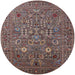 Round Mid-Century Modern Red Brown Oriental Rug, urb2305