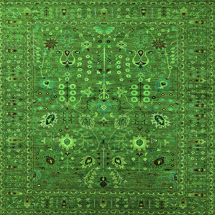 Square Machine Washable Oriental Green Industrial Area Rugs, wshurb2305grn