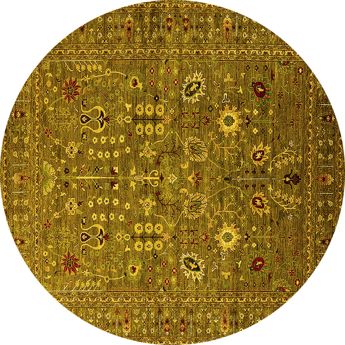 Round Oriental Yellow Industrial Rug, urb2305yw