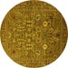 Round Oriental Yellow Industrial Rug, urb2305yw