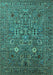 Machine Washable Oriental Turquoise Industrial Area Rugs, wshurb2305turq