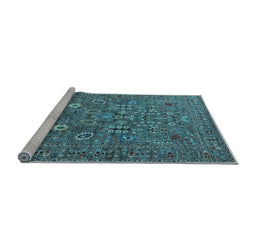 Sideview of Machine Washable Oriental Light Blue Industrial Rug, wshurb2305lblu