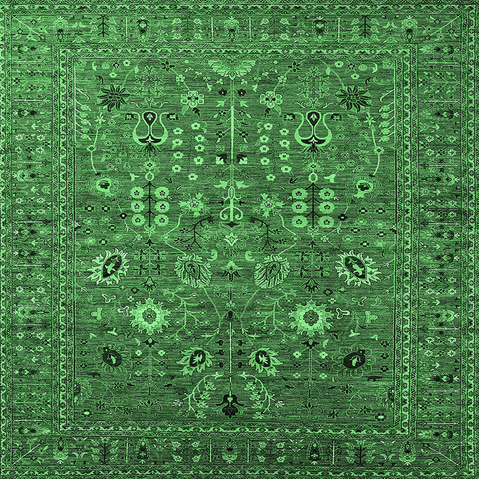 Square Oriental Emerald Green Industrial Rug, urb2305emgrn