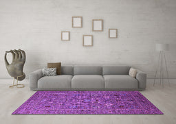 Machine Washable Oriental Purple Industrial Area Rugs in a Living Room, wshurb2305pur