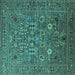 Square Oriental Turquoise Industrial Rug, urb2305turq