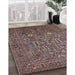 Mid-Century Modern Red Brown Oriental Rug in Family Room, urb2305