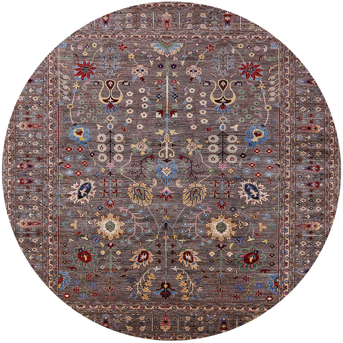 Round Machine Washable Industrial Modern Red Brown Rug, wshurb2305