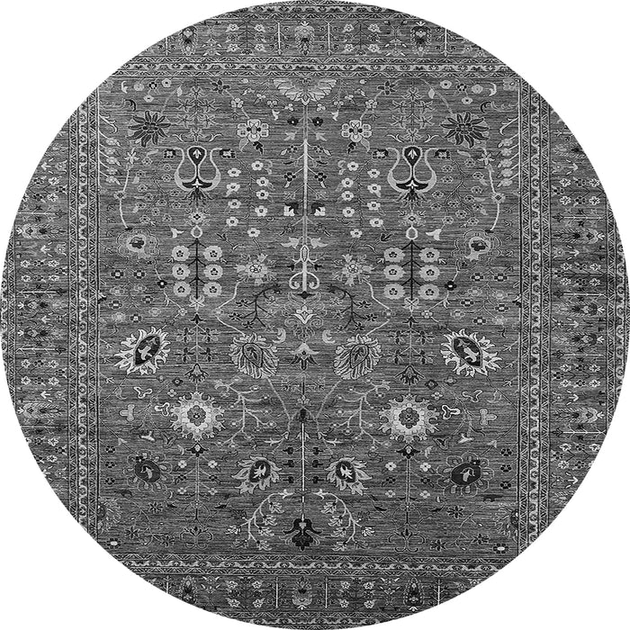 Round Machine Washable Oriental Gray Industrial Rug, wshurb2305gry