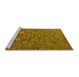 Sideview of Machine Washable Oriental Yellow Industrial Rug, wshurb2305yw