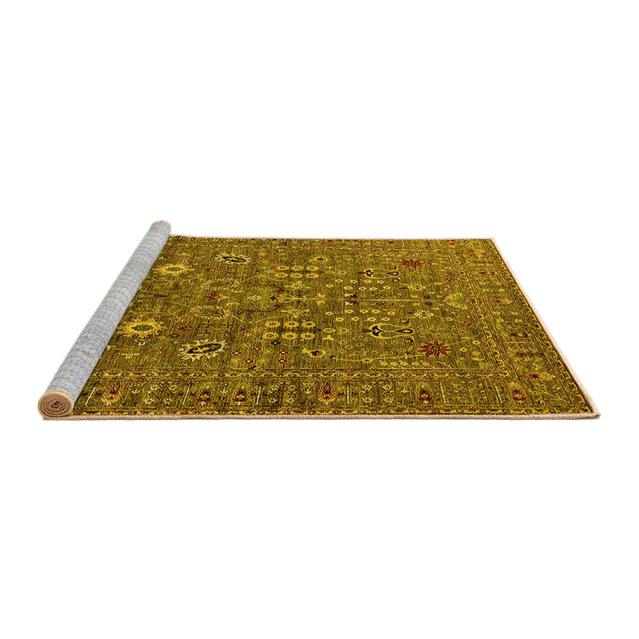 Sideview of Machine Washable Oriental Yellow Industrial Rug, wshurb2305yw