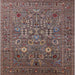 Square Mid-Century Modern Red Brown Oriental Rug, urb2305