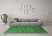 Machine Washable Oriental Emerald Green Industrial Area Rugs in a Living Room,, wshurb2305emgrn