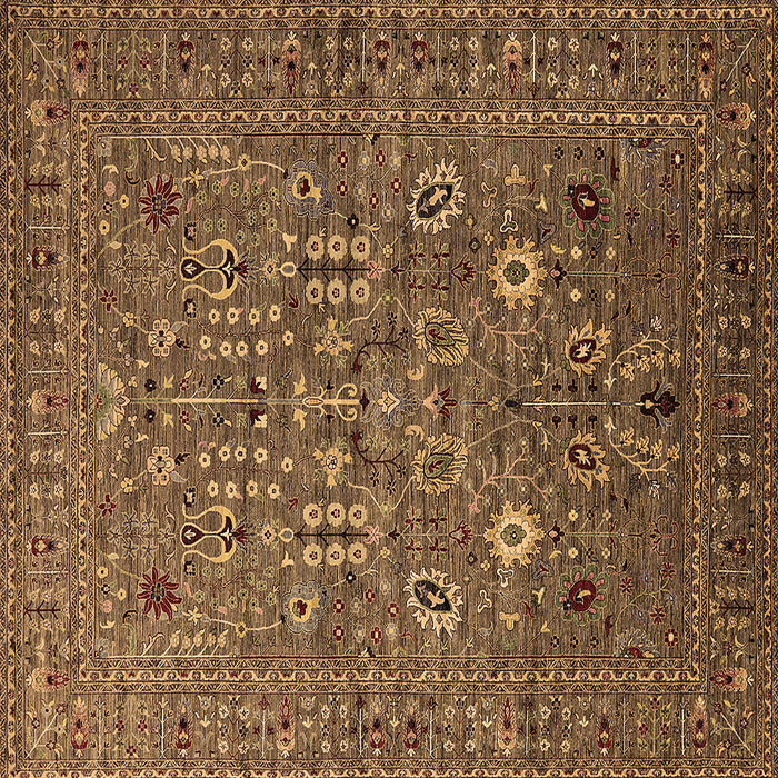 Square Machine Washable Oriental Brown Industrial Rug, wshurb2305brn