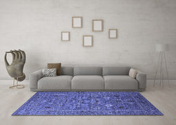 Machine Washable Oriental Blue Industrial Rug in a Living Room, wshurb2305blu