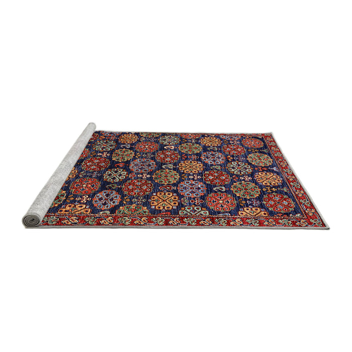 Sideview of Machine Washable Industrial Modern Deep Red Rug, wshurb2306