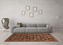 Machine Washable Oriental Brown Industrial Rug in a Living Room,, wshurb2306brn