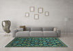 Machine Washable Oriental Turquoise Industrial Area Rugs in a Living Room,, wshurb2306turq