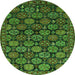 Round Oriental Green Industrial Rug, urb2306grn