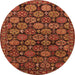 Round Oriental Orange Industrial Rug, urb2306org