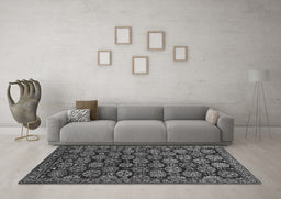 Machine Washable Oriental Gray Industrial Rug in a Living Room,, wshurb2306gry