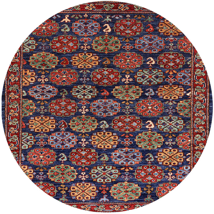 Round Machine Washable Industrial Modern Deep Red Rug, wshurb2306