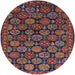 Round Machine Washable Industrial Modern Deep Red Rug, wshurb2306