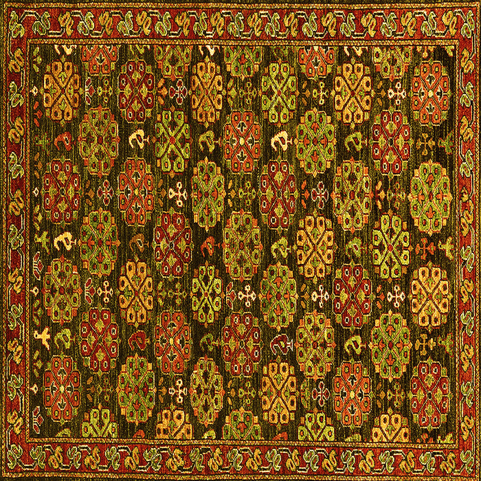 Square Machine Washable Oriental Yellow Industrial Rug, wshurb2306yw
