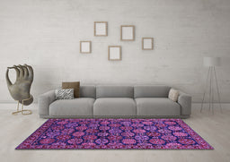 Machine Washable Oriental Purple Industrial Area Rugs in a Living Room, wshurb2306pur