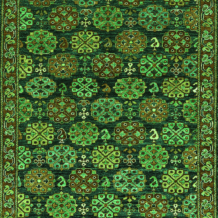 Machine Washable Oriental Green Industrial Area Rugs, wshurb2306grn