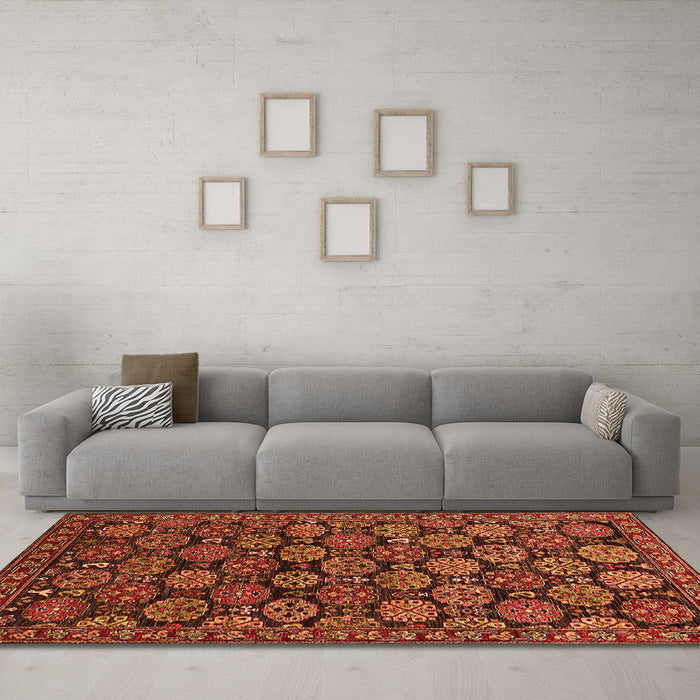 Machine Washable Oriental Orange Industrial Area Rugs in a Living Room, wshurb2306org